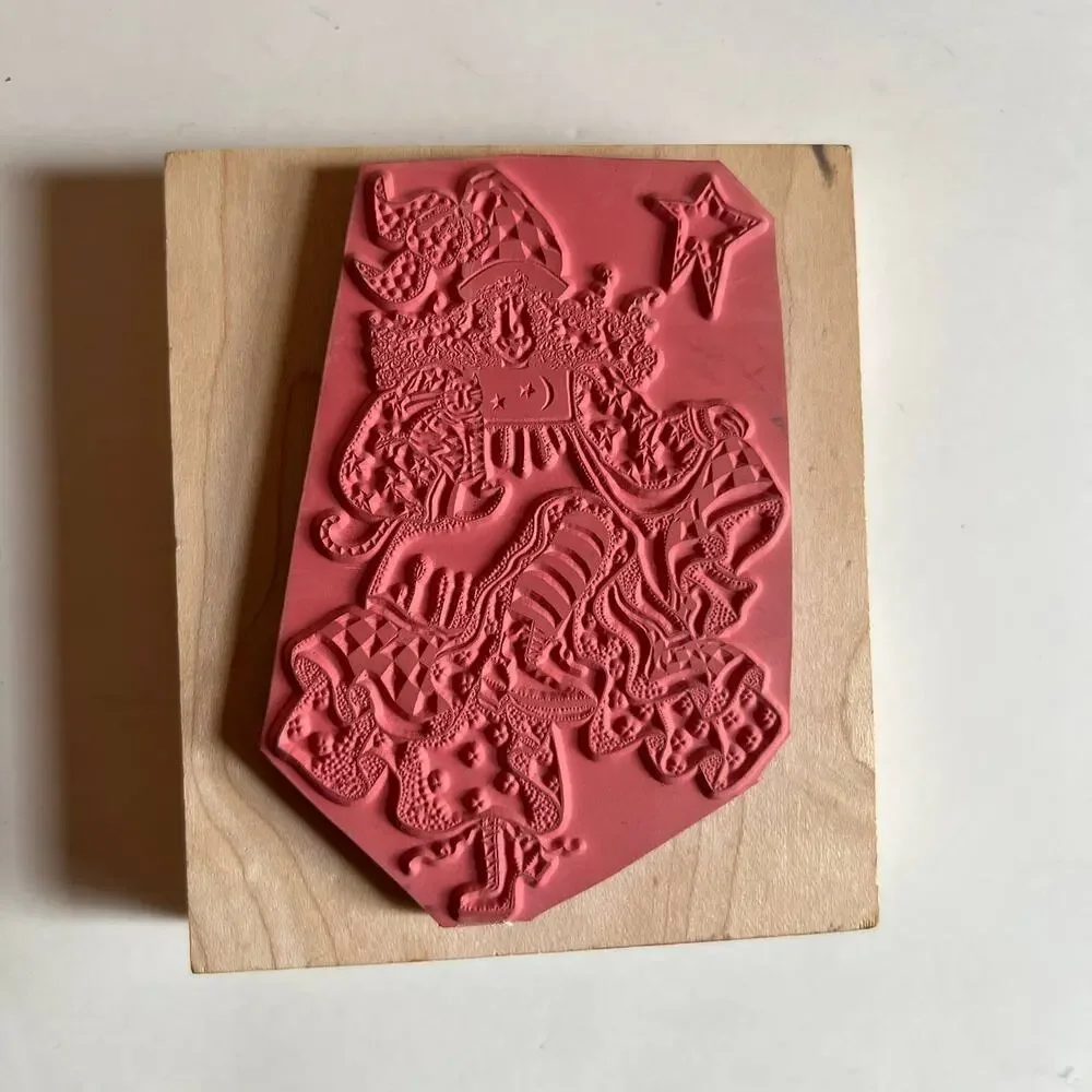 Stamp Quirky Witch and Cat Alma Lynne Inkadoo Large Wood Block Vintage 3.5 x 4